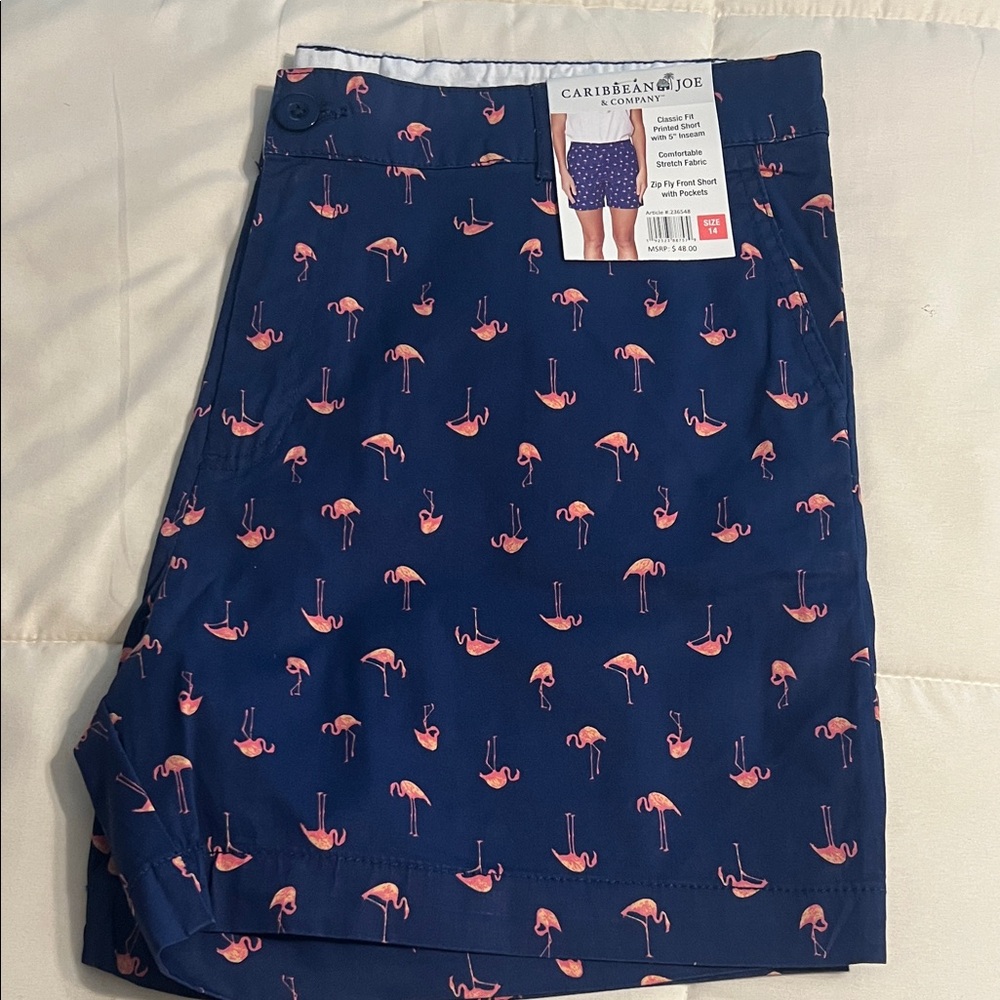 NWT Caribbean Joe Flamingo Print Shorts